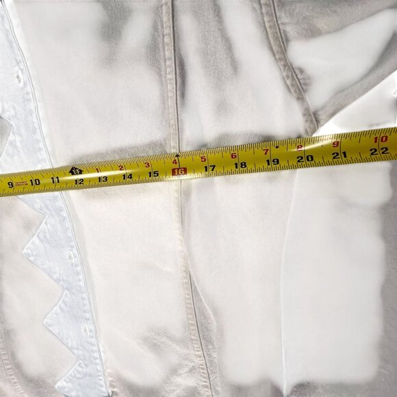 Vtg Wrangler Western Wear Denim Shirt White Blue Cowgirl Rodeo Zig Zag Plaid Lg - Picture 11 of 13